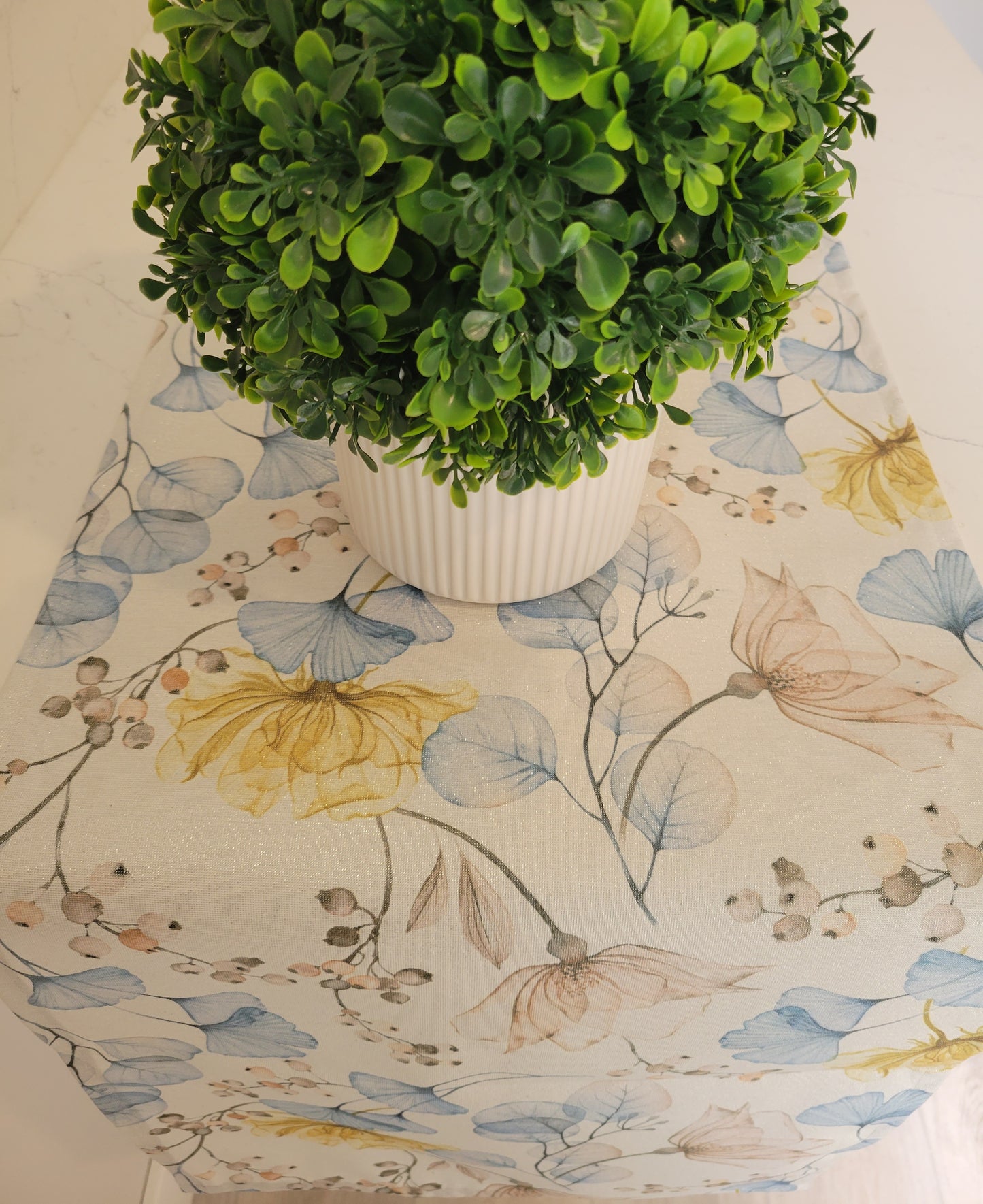 Floral Blue Table Runner